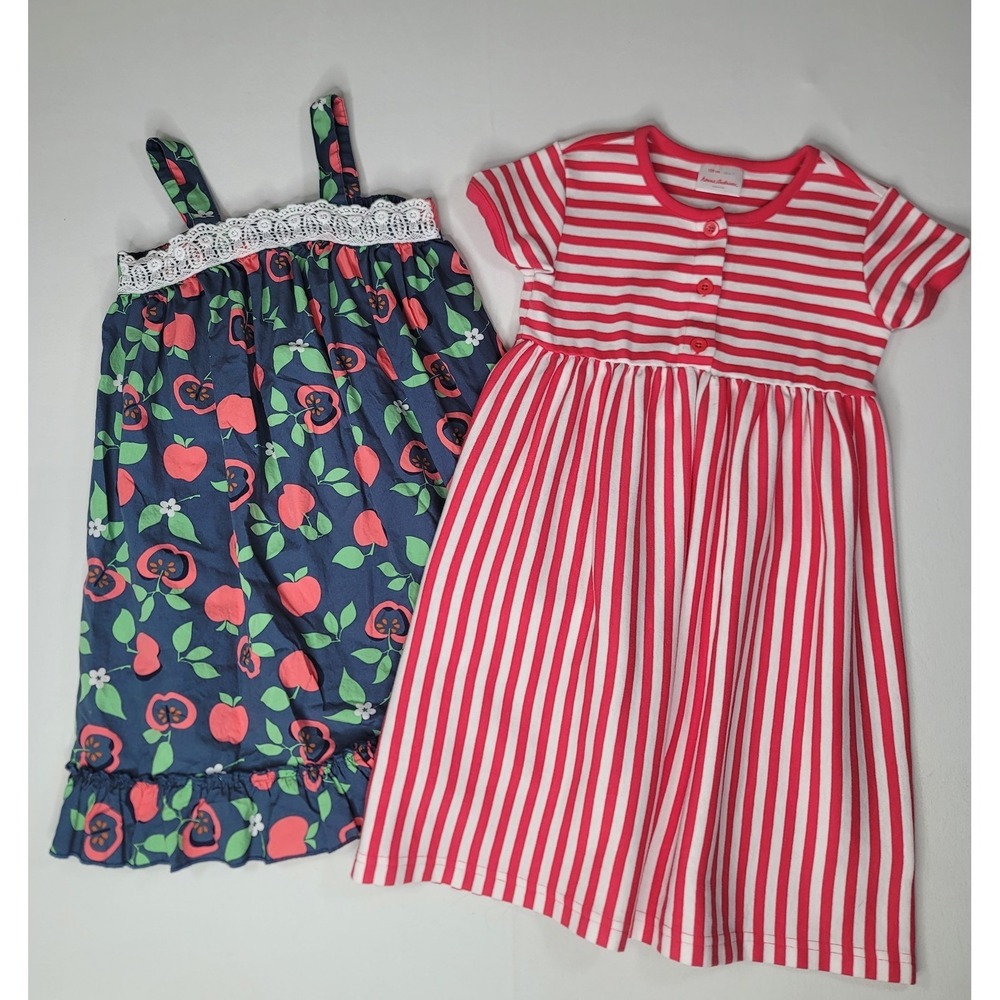 Hanna Andersson Girls‎ Dress Bundle Size 120 6/7 Apples Striped